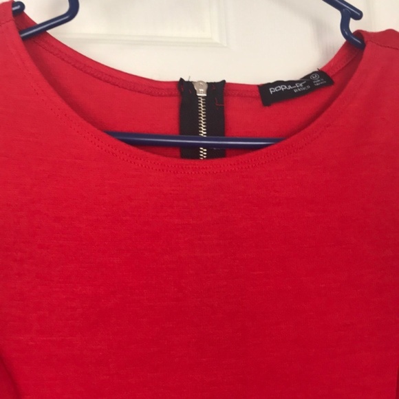 Popular Basics women's Midi Dress Red line A short sleeve size M - Picture 3 of 7